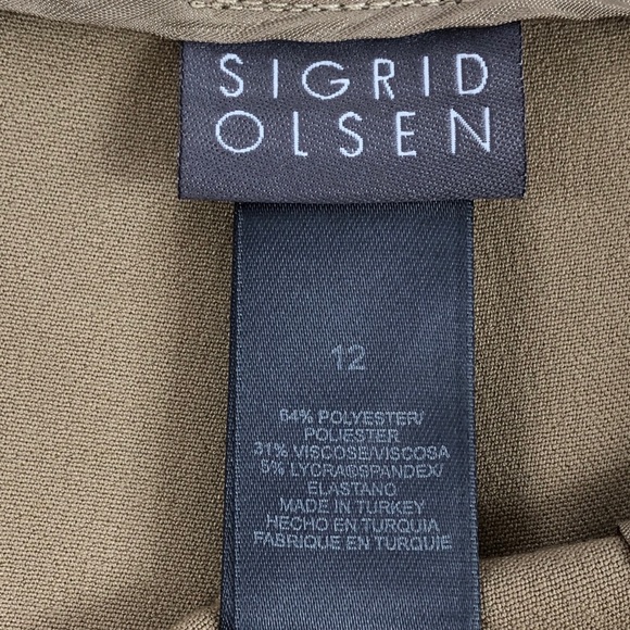 Sigrid Olsen Caramel Straight Leg Button Pants 12 - Picture 4 of 8